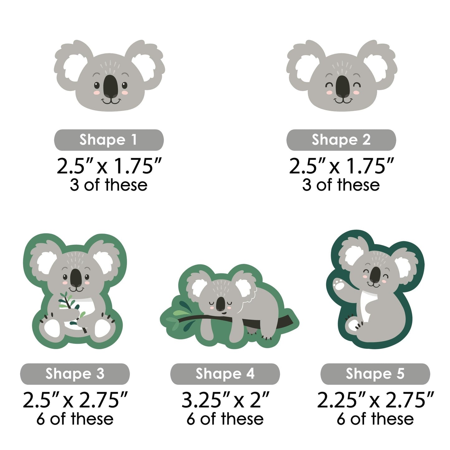 Koala Cutie - DIY Shaped Bear Birthday Party and Baby Shower Cut-Outs - 24 Count
