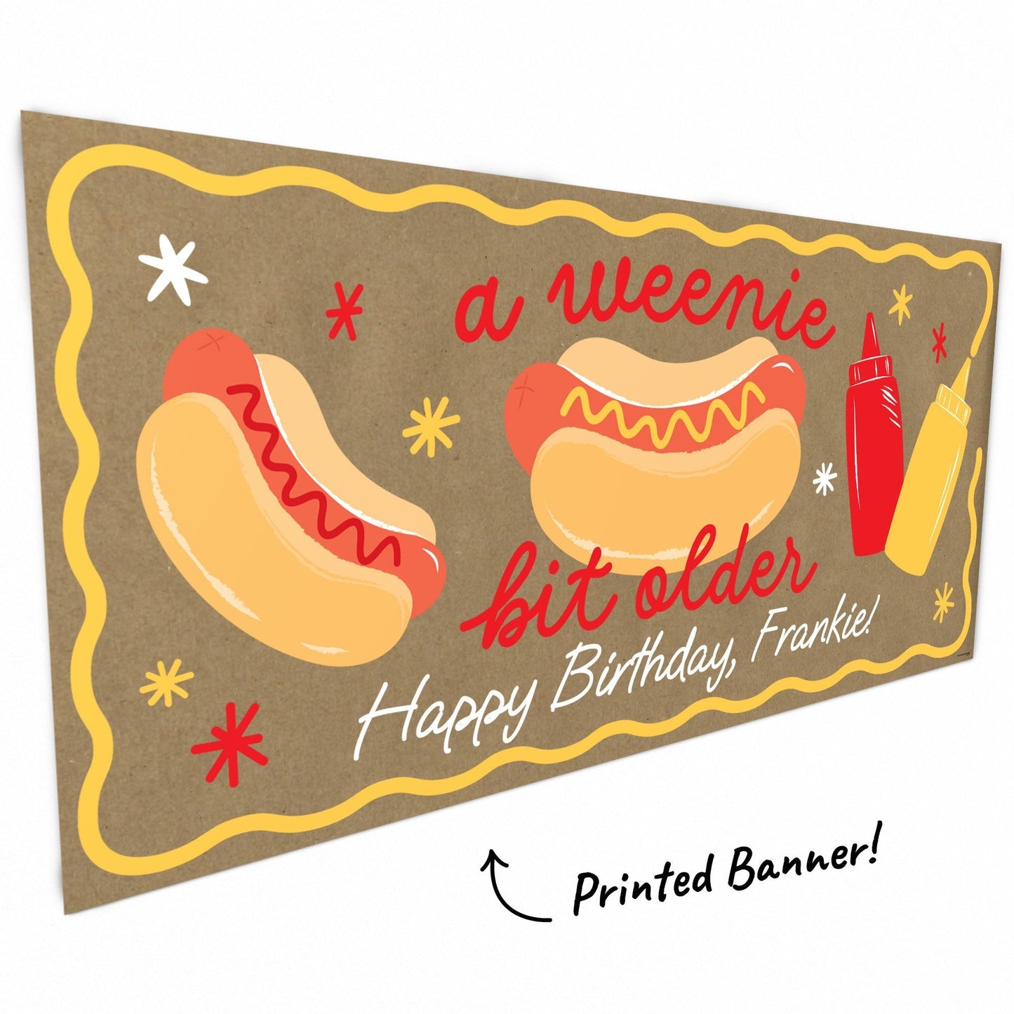 Custom Text Hot Dog Kraft Banner