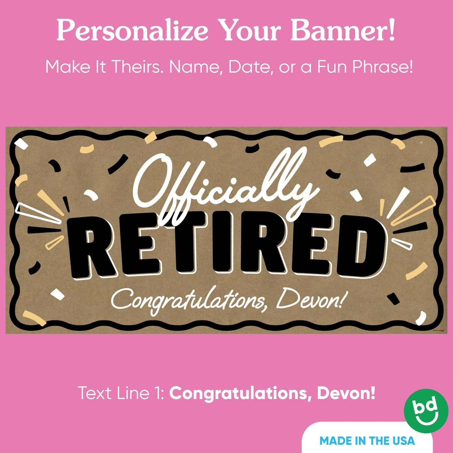 Custom Text Happy Retirement Kraft Banner