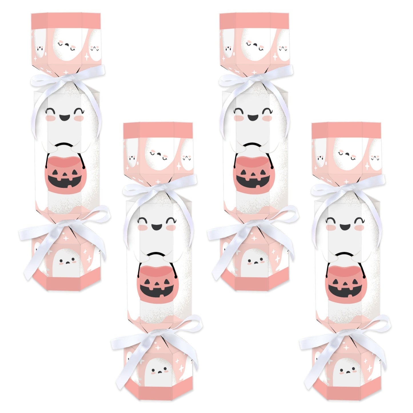 Pastel Halloween - No Snap Pink Pumpkin Party Table Favors - DIY Cracker Boxes - Set of 12