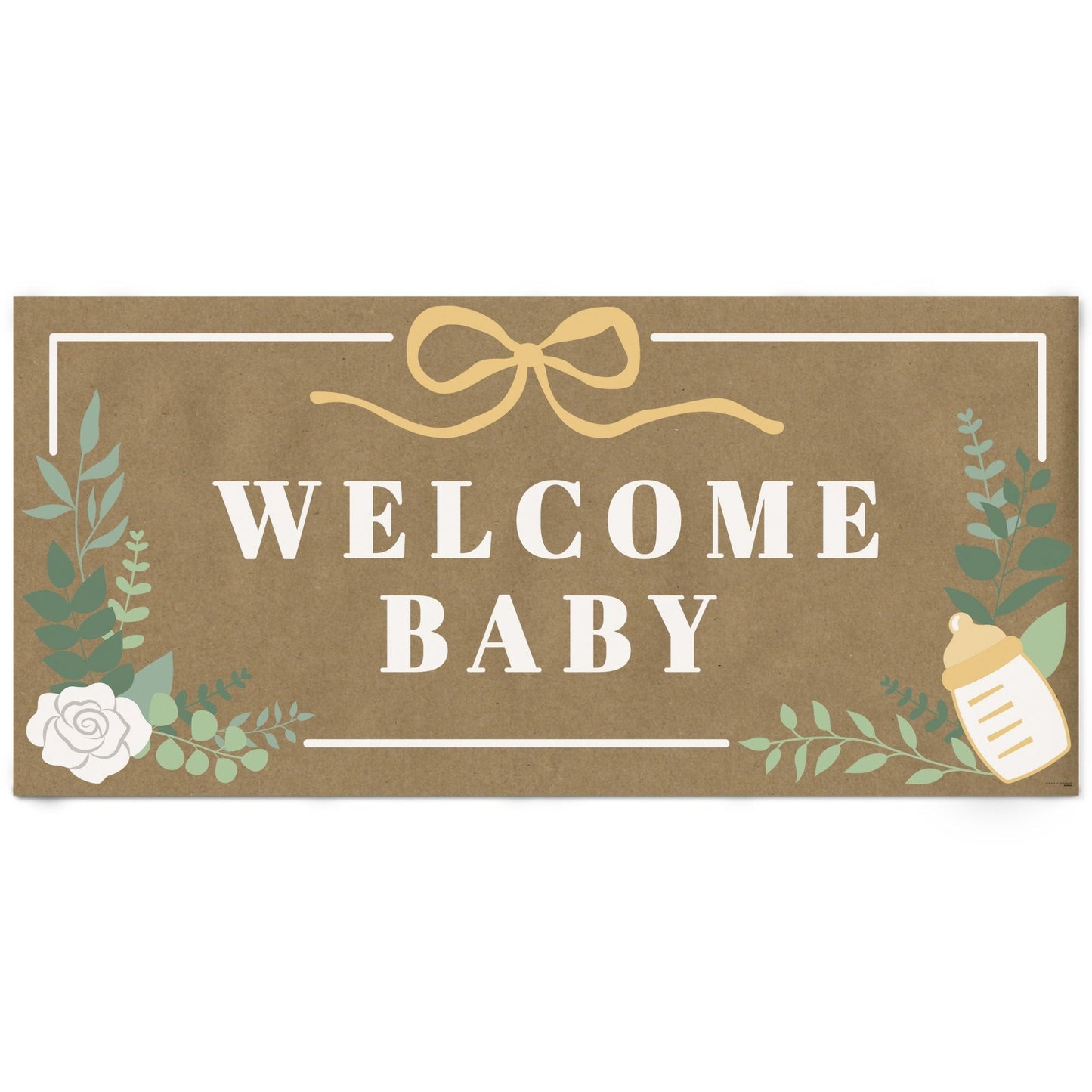 Boho Botanical Baby Shower Kraft Banner