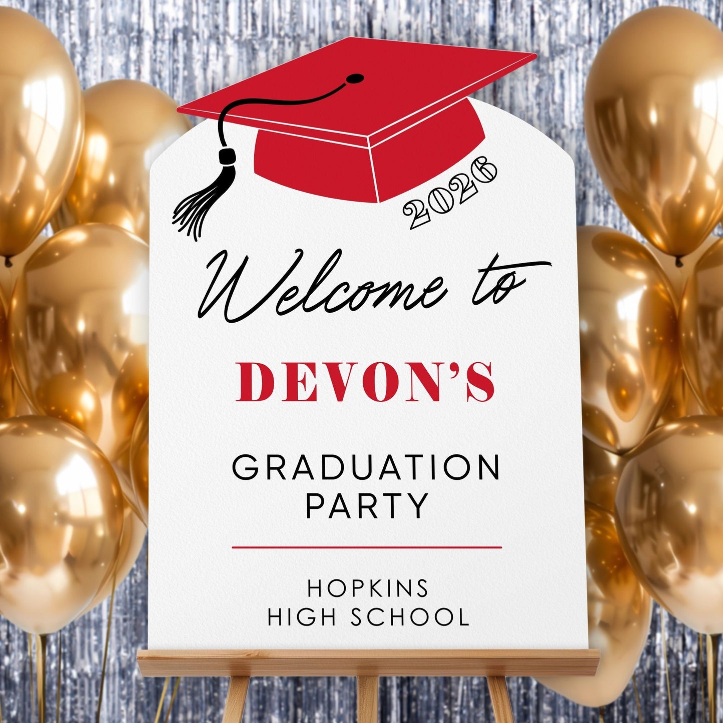 Personalized Text Red Graduation Welcome Sign (Select Your Size)