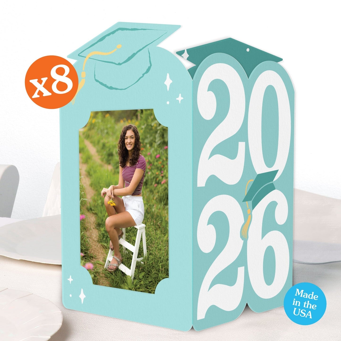 Pastel Grad Photo Centerpieces - 8 Ct