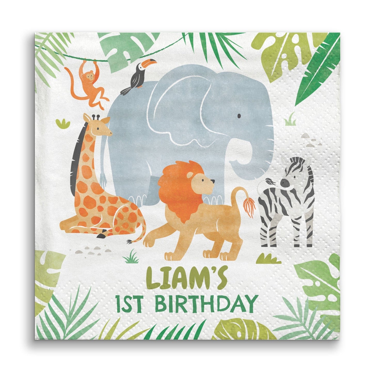 Custom Text Napkins - Safari Animals