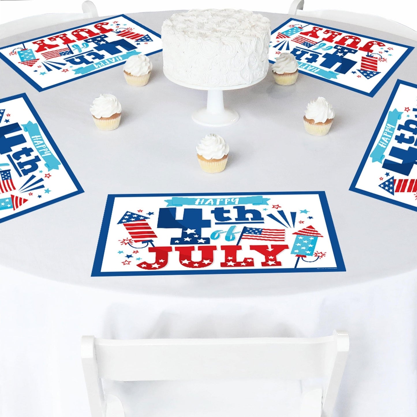 Firecracker 4th of July - Paper Red, White and Royal Blue Party Coloring Sheets - Activity Placemats - Set of 16