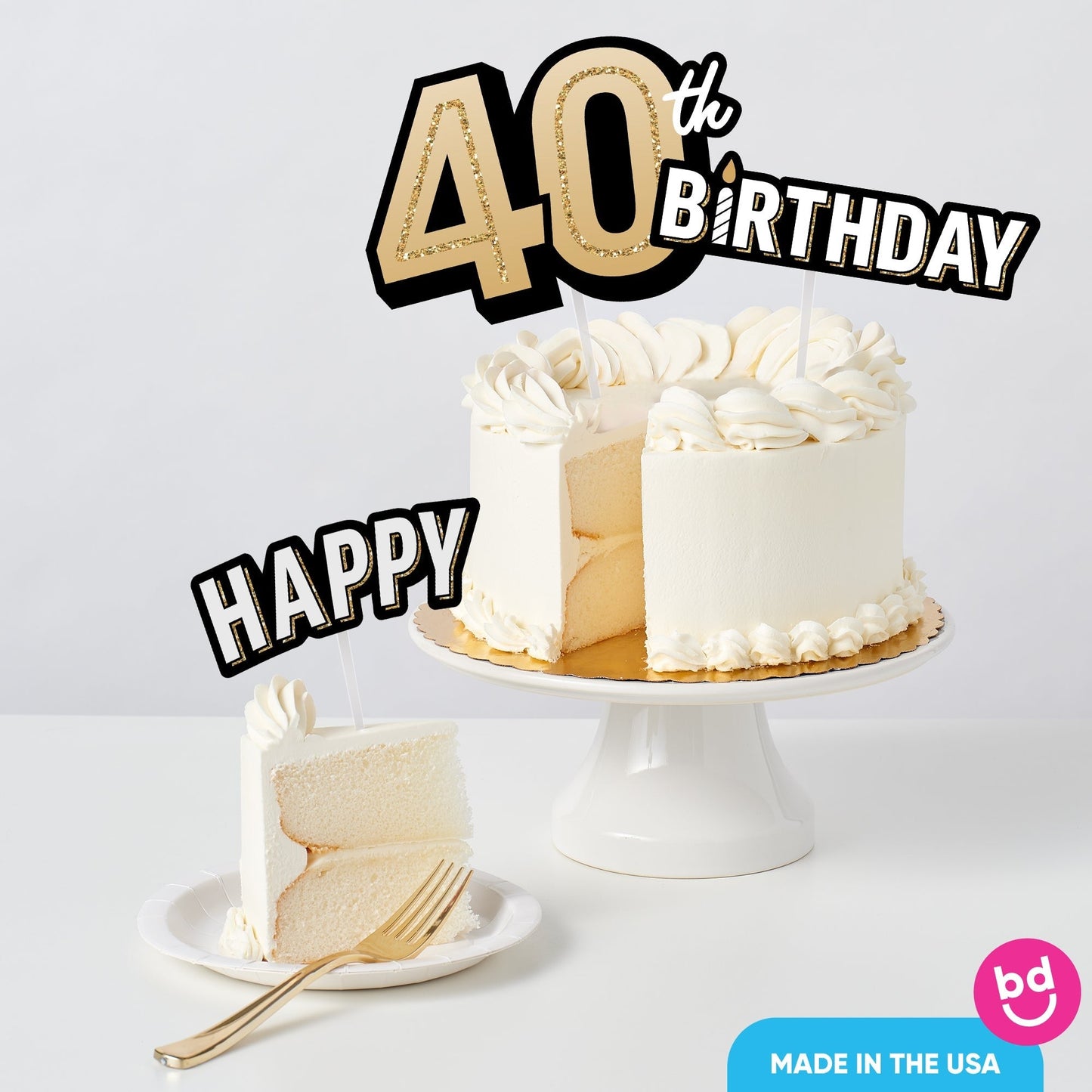 40th Birthday Cake Topper - 3 Pc