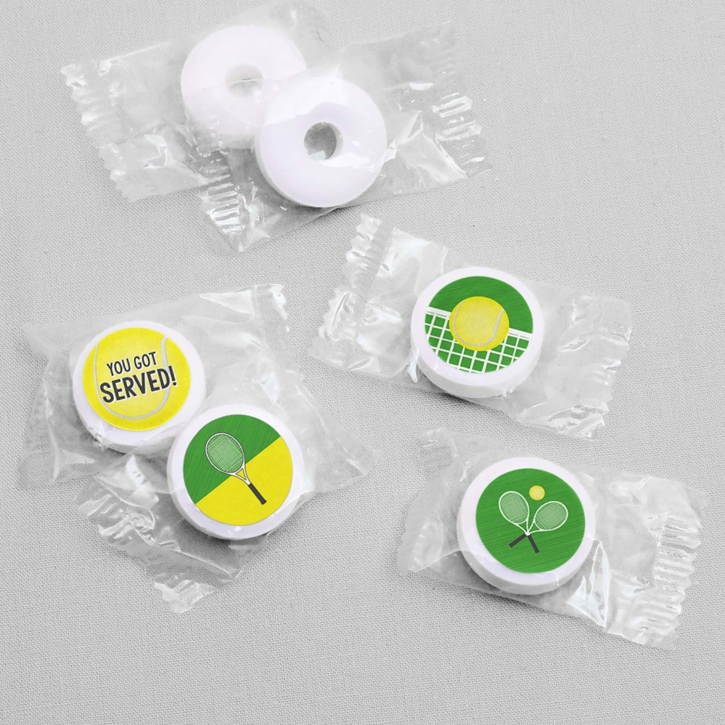 You Got Served - Tennis - Baby Shower or Birthday Party Round Candy Sticker Favors - Labels Fit Hershey's Kisses - 108 ct