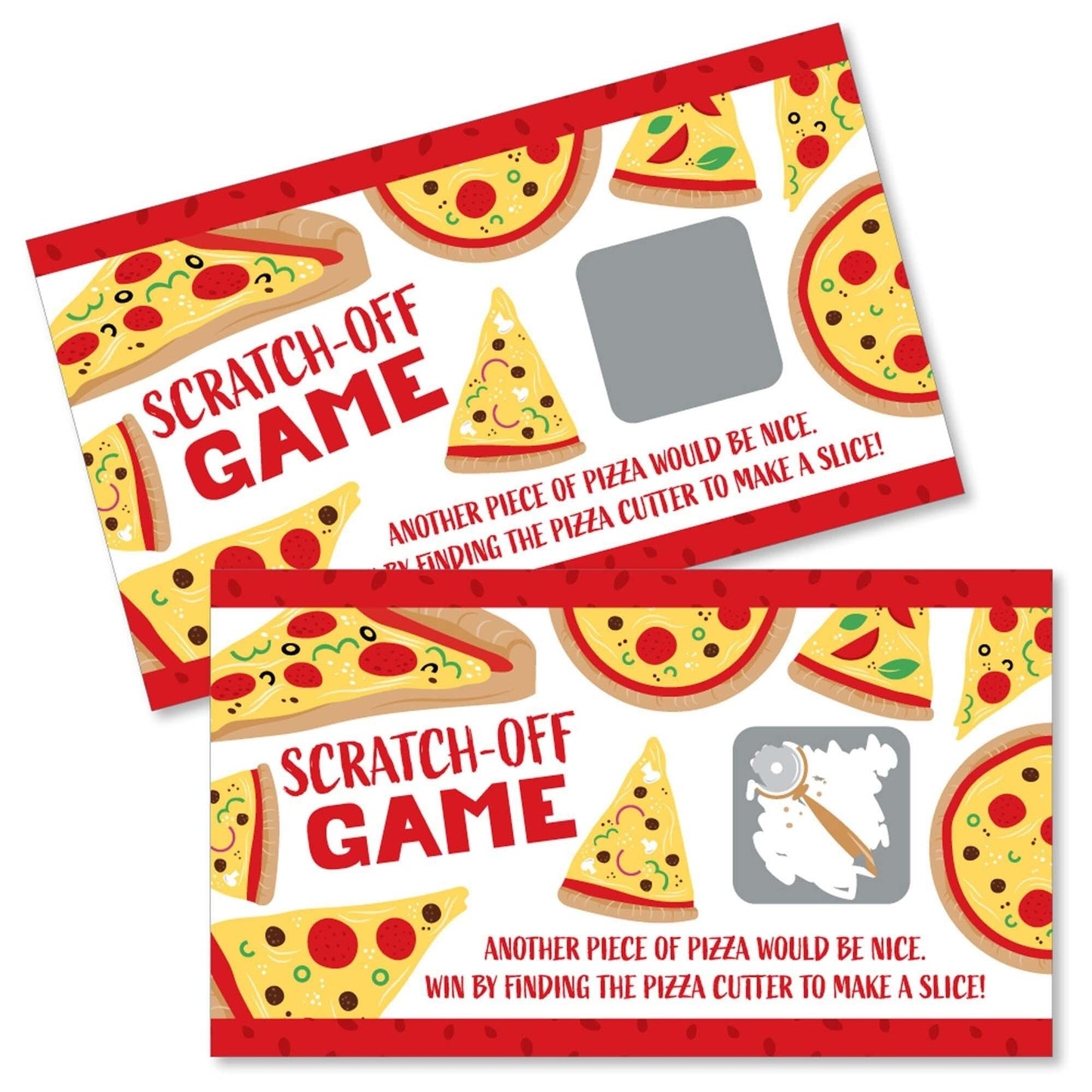 Pizza Party Time - Baby Shower or Birthday Party Game Scratch Off Cards - 22 ct