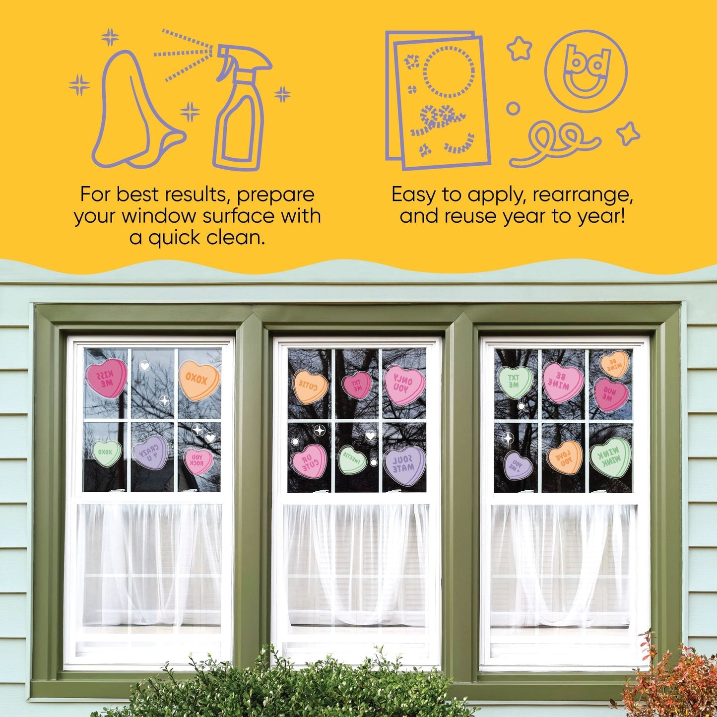 Valentine Hearts Window Clings