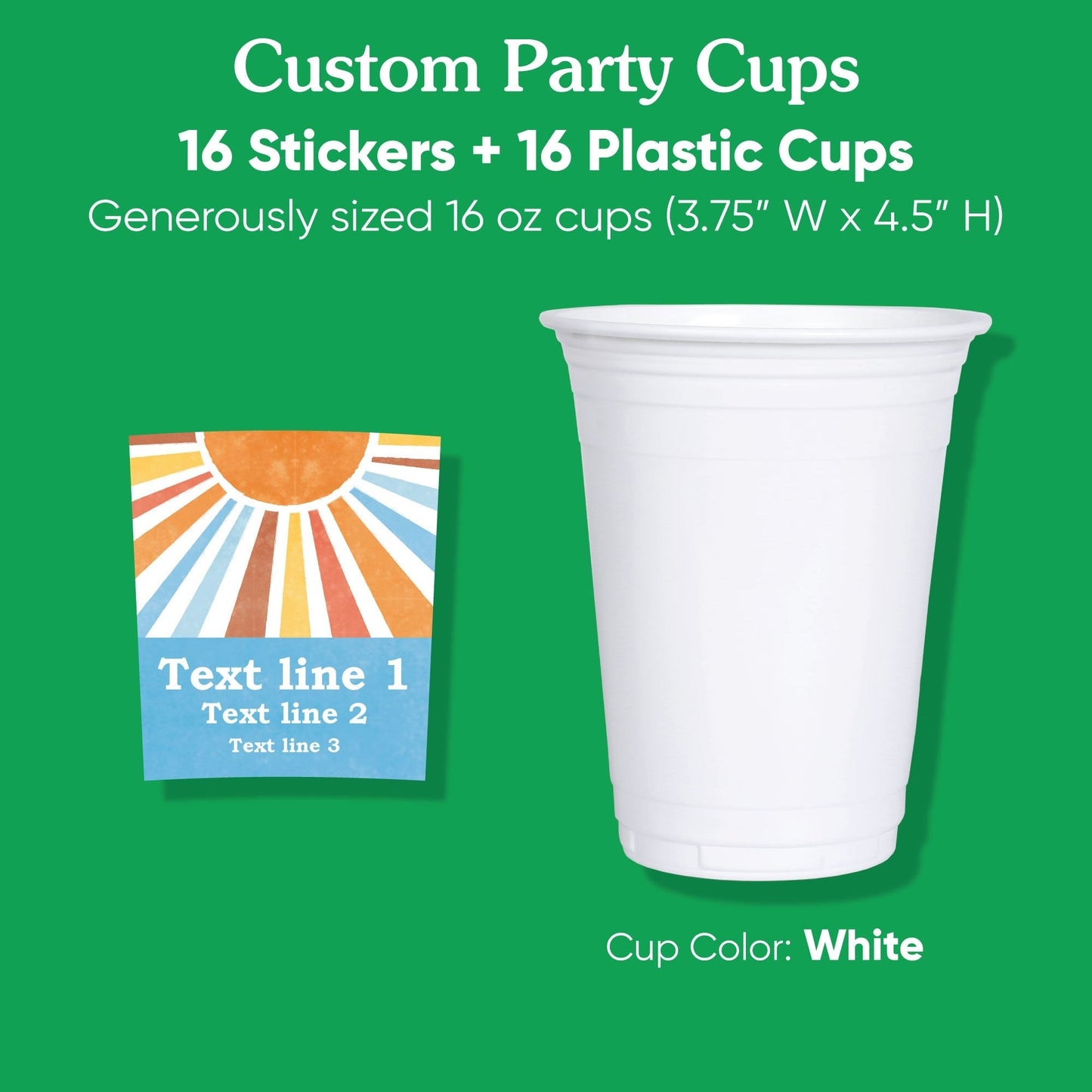 Custom Text Party Cups - Here Comes the Son - 16 Ct