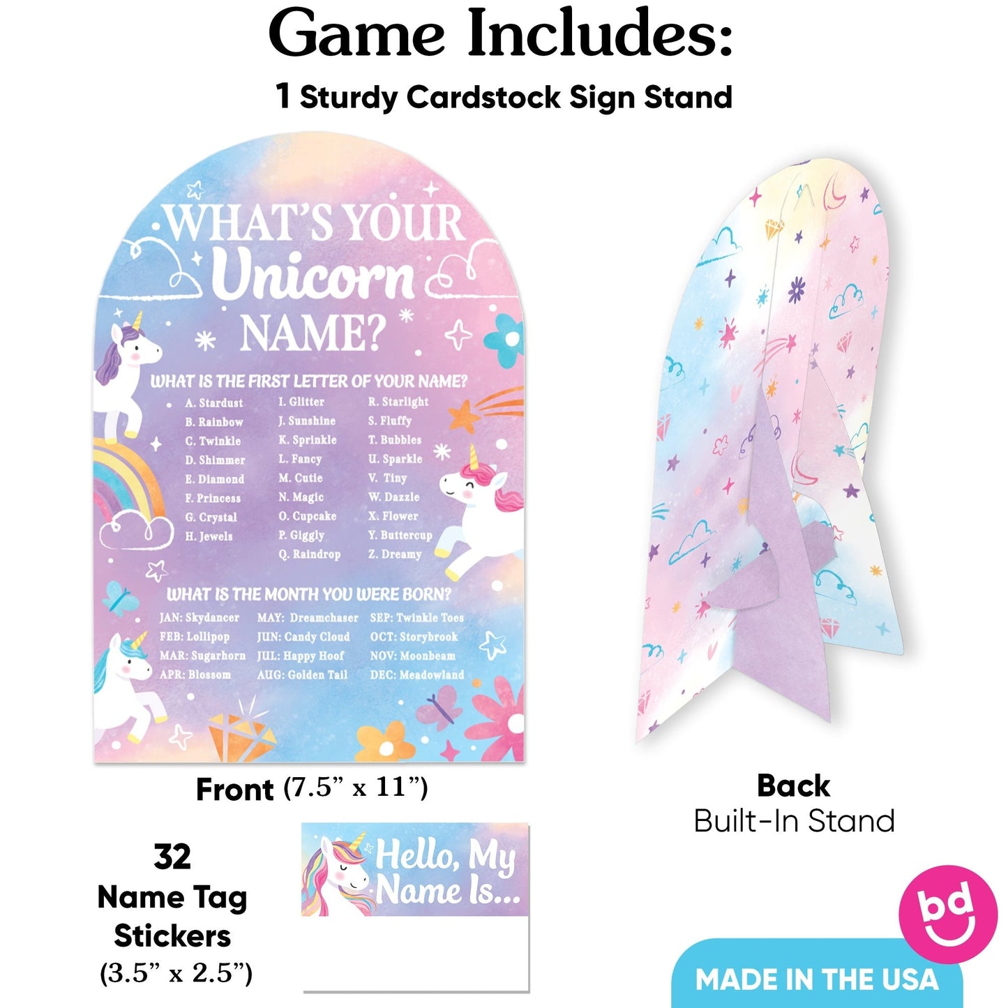 Unicorn What's Your Name Party Game