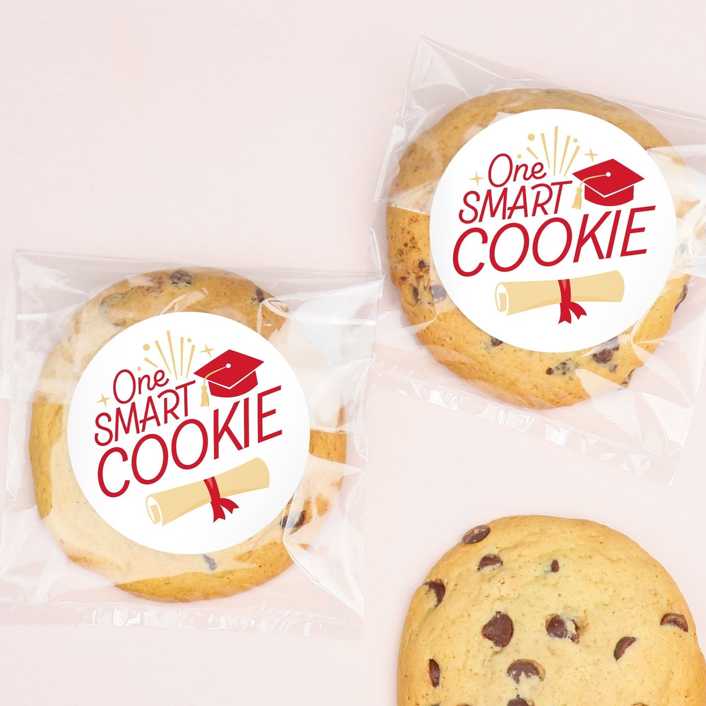 Red Grad Stickers & Clear Cookie Bags - 25 Ct