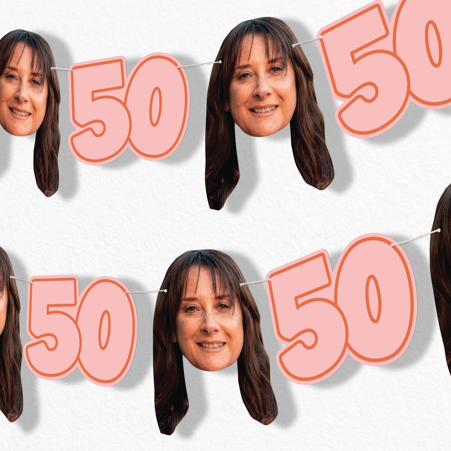 Custom Face 50th Birthday Garland Banner