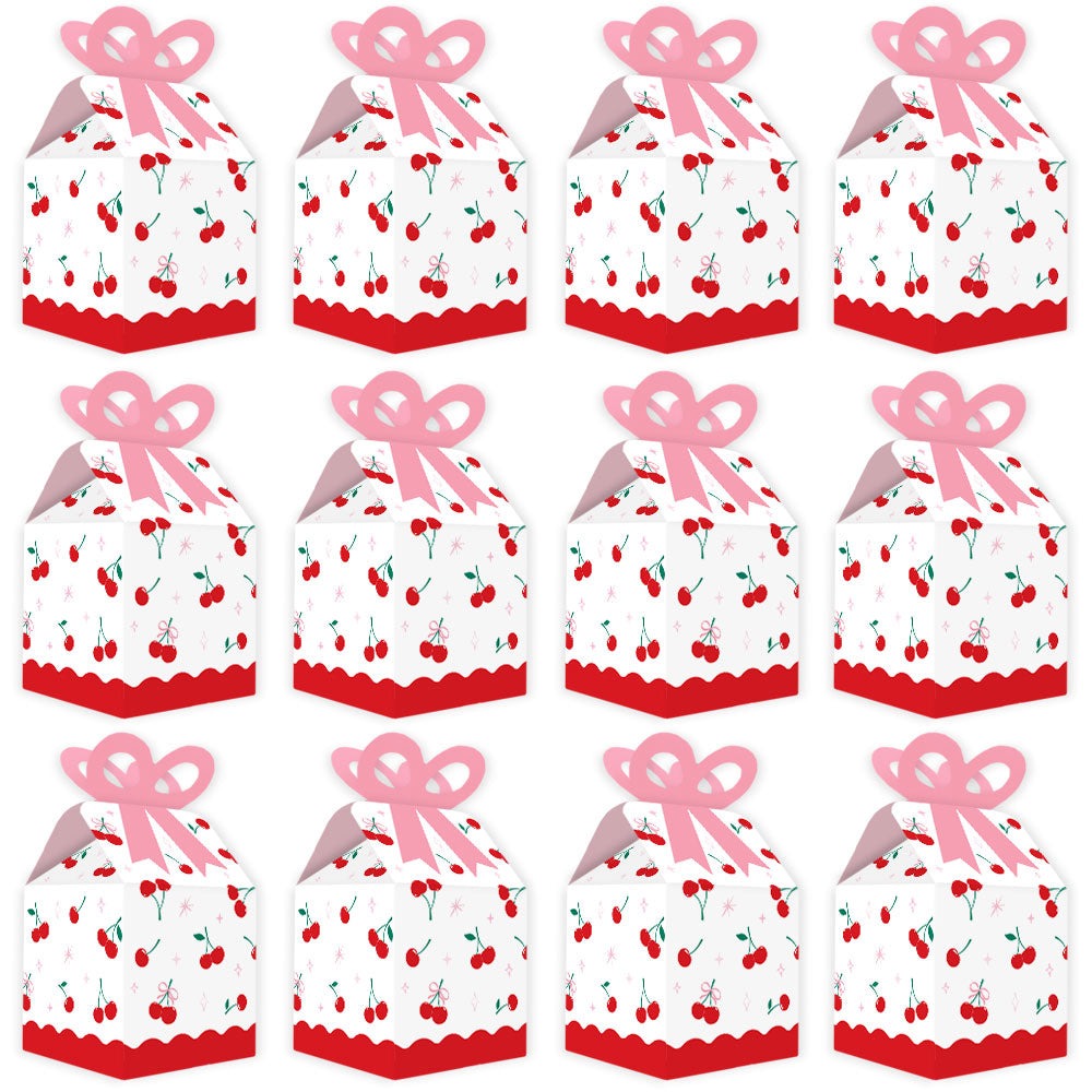 Cherry Bow Boxes - 12 Ct