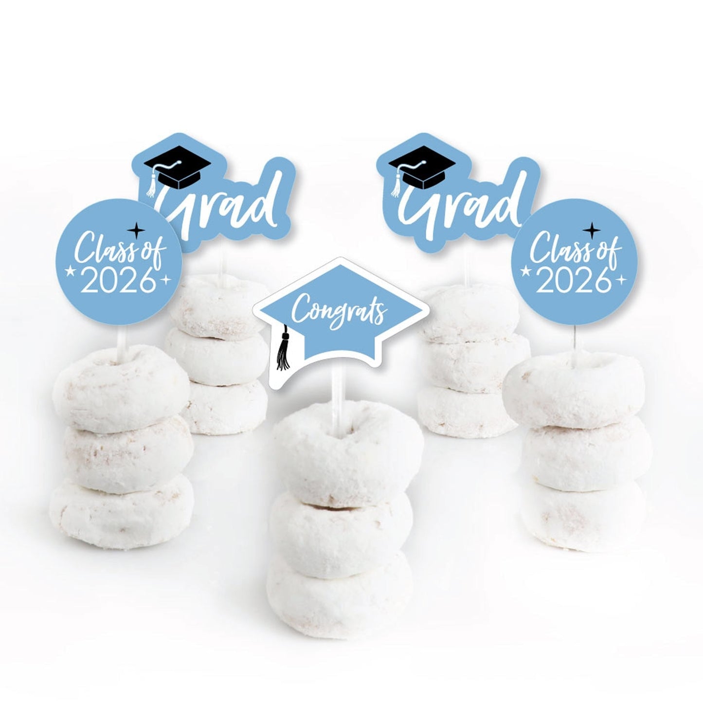 Light Blue Grad - Best is Yet to Come - Dessert Cupcake Toppers - Light Blue 2026 Graduation Party Clear Treat Picks - Set of 24