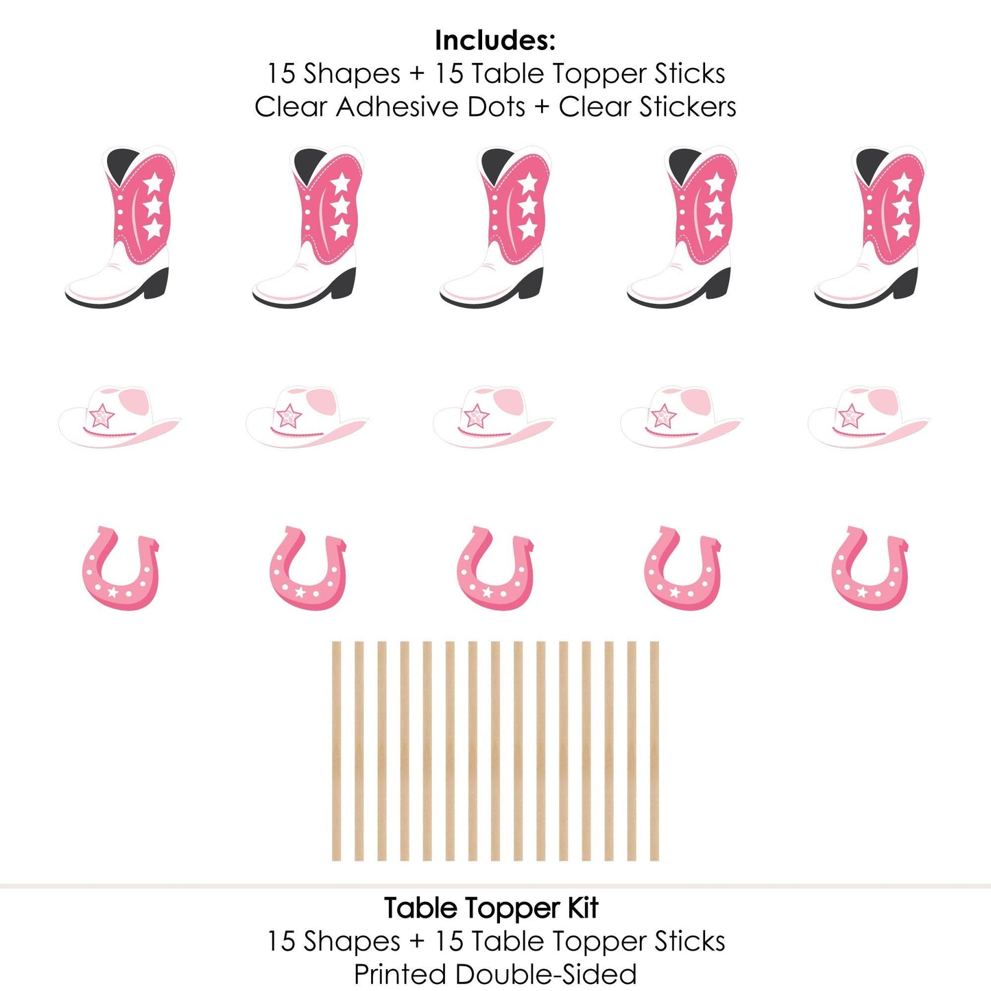 Rodeo Cowgirl - Pink Western Party Centerpiece Sticks - Table Toppers - Set of 15