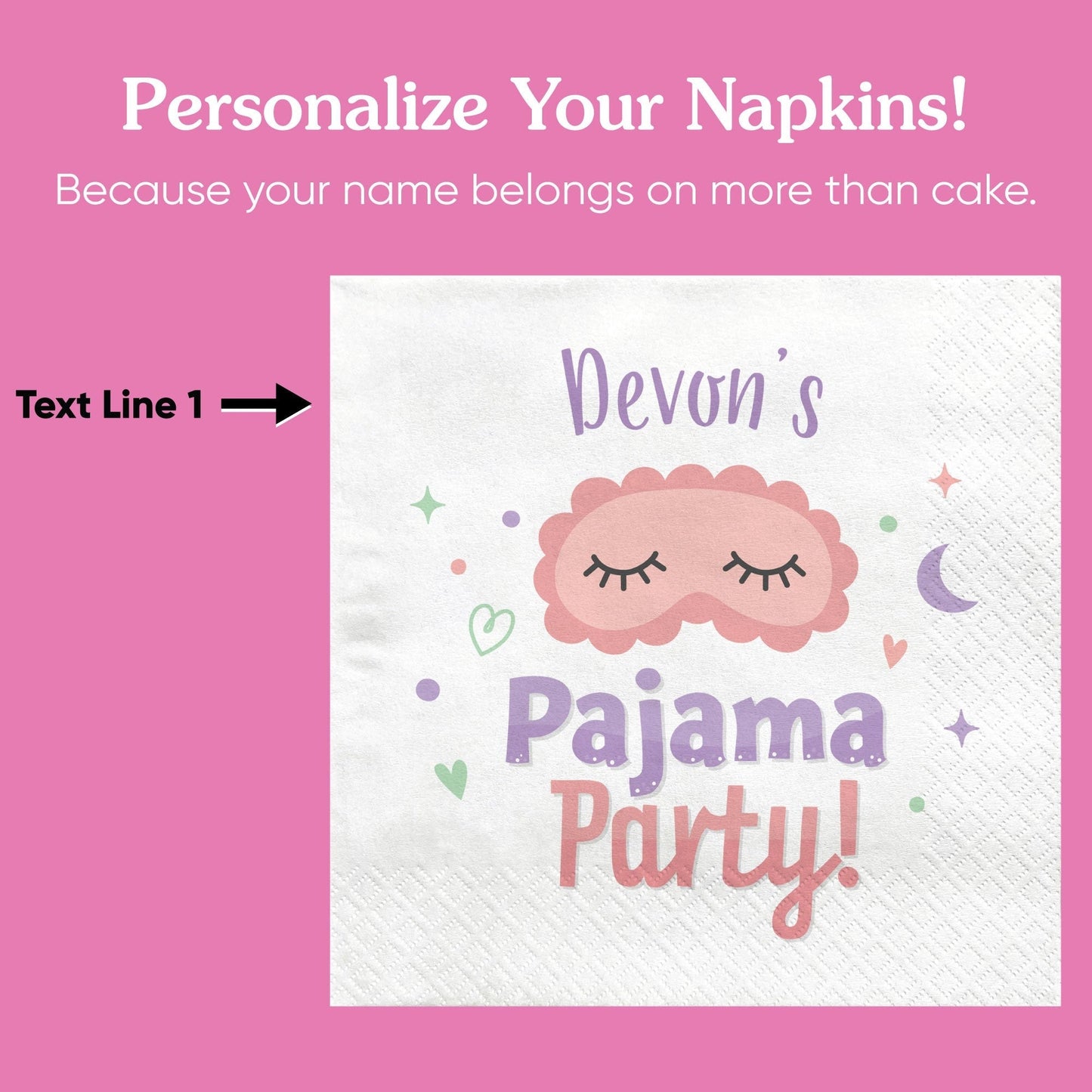 Custom Text Napkins - Pajama Party