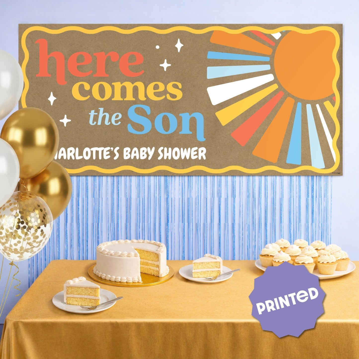Custom Text Here Comes The Son Kraft Banner