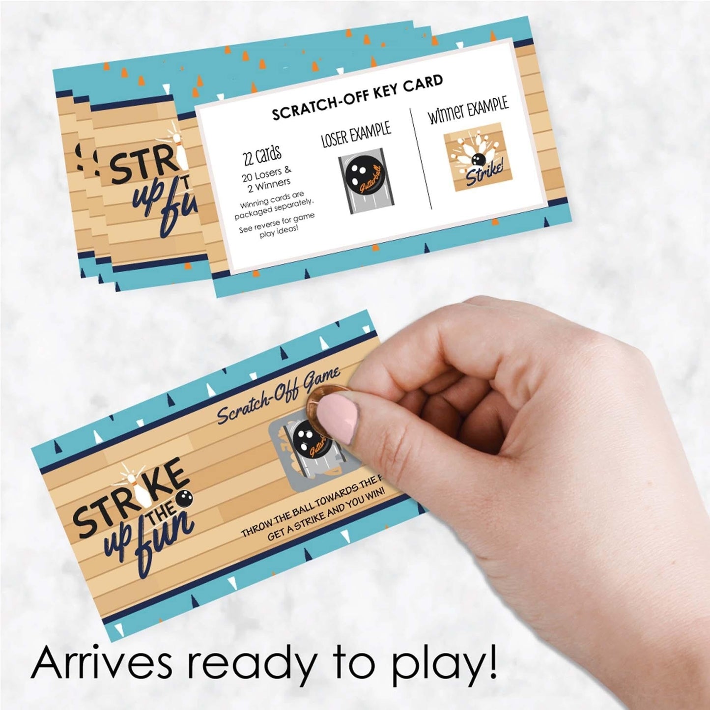 Strike Up the Fun - Bowling - Baby Shower or Birthday Party Scratch Off Cards - 22 Cards