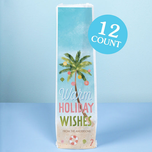 Custom Text Wine Bags - Beach Christmas