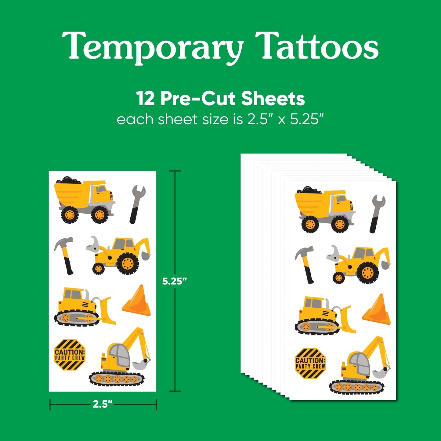 Dig It - Construction Temporary Tattoos - 96 Ct