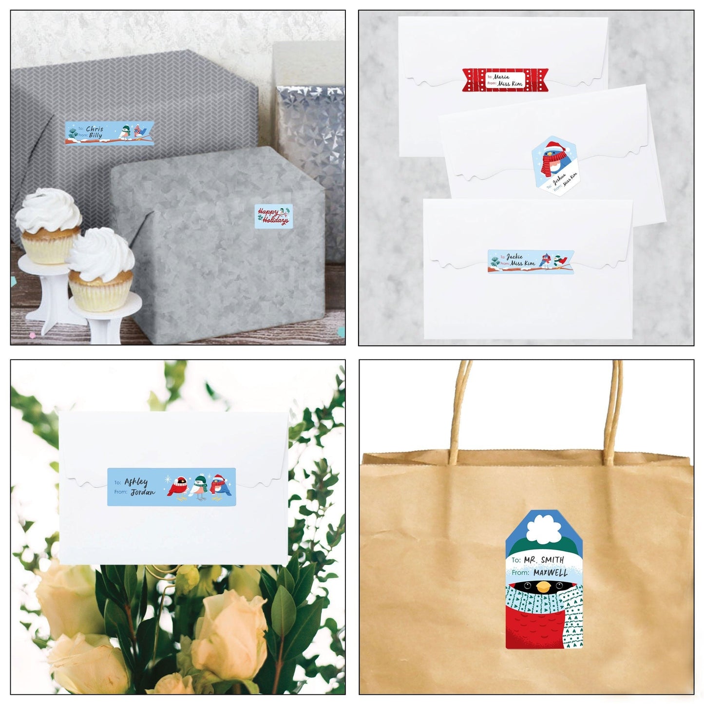 Winter Birds To and From Stickers - 12 Sheets