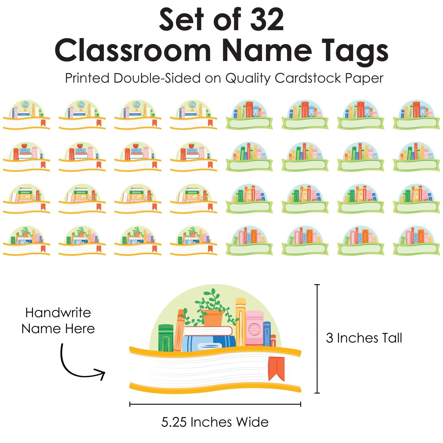 School Books Classroom Name Tags - 32 Ct