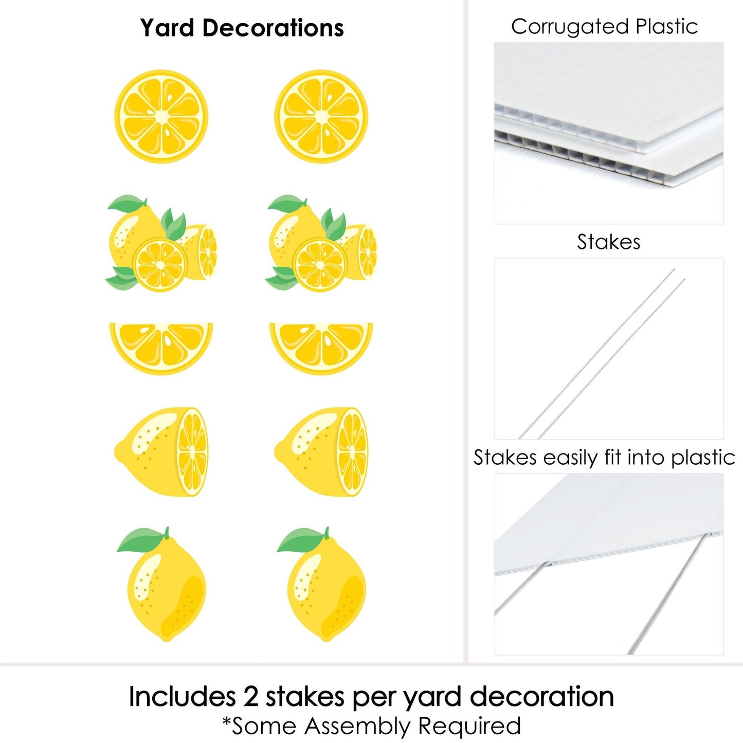 So Fresh - Lemon - Lawn Decorations - Outdoor Citrus Lemonade Party Yard Decorations - 10 Piece