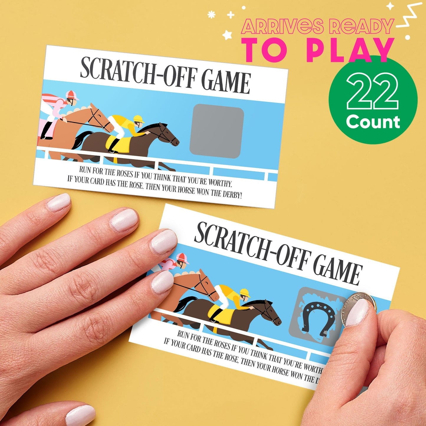 Derby Horse Race Scratch Off Cards Game - 22 Ct