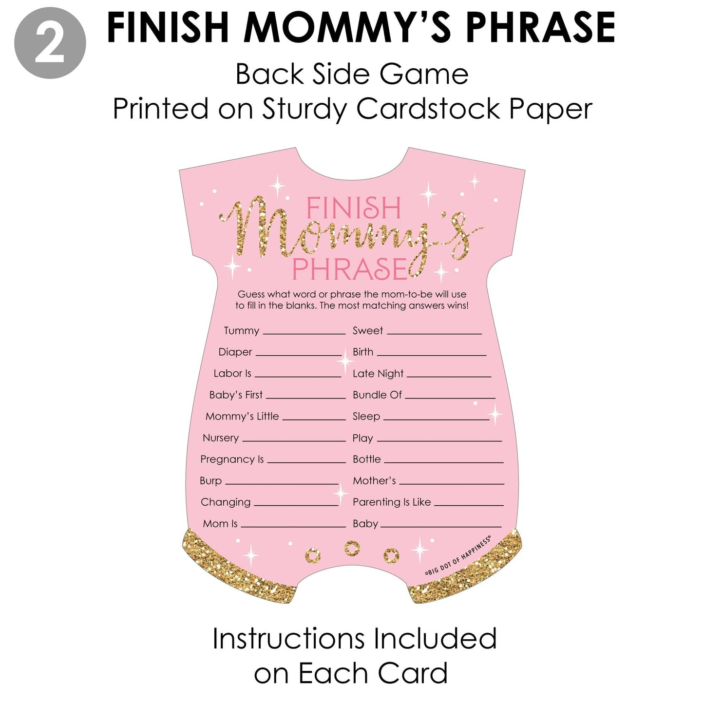 Little Princess Crown - 2-in-1 Pink and Gold Princess Baby Shower Cards - Activity Duo Games - Set of 20