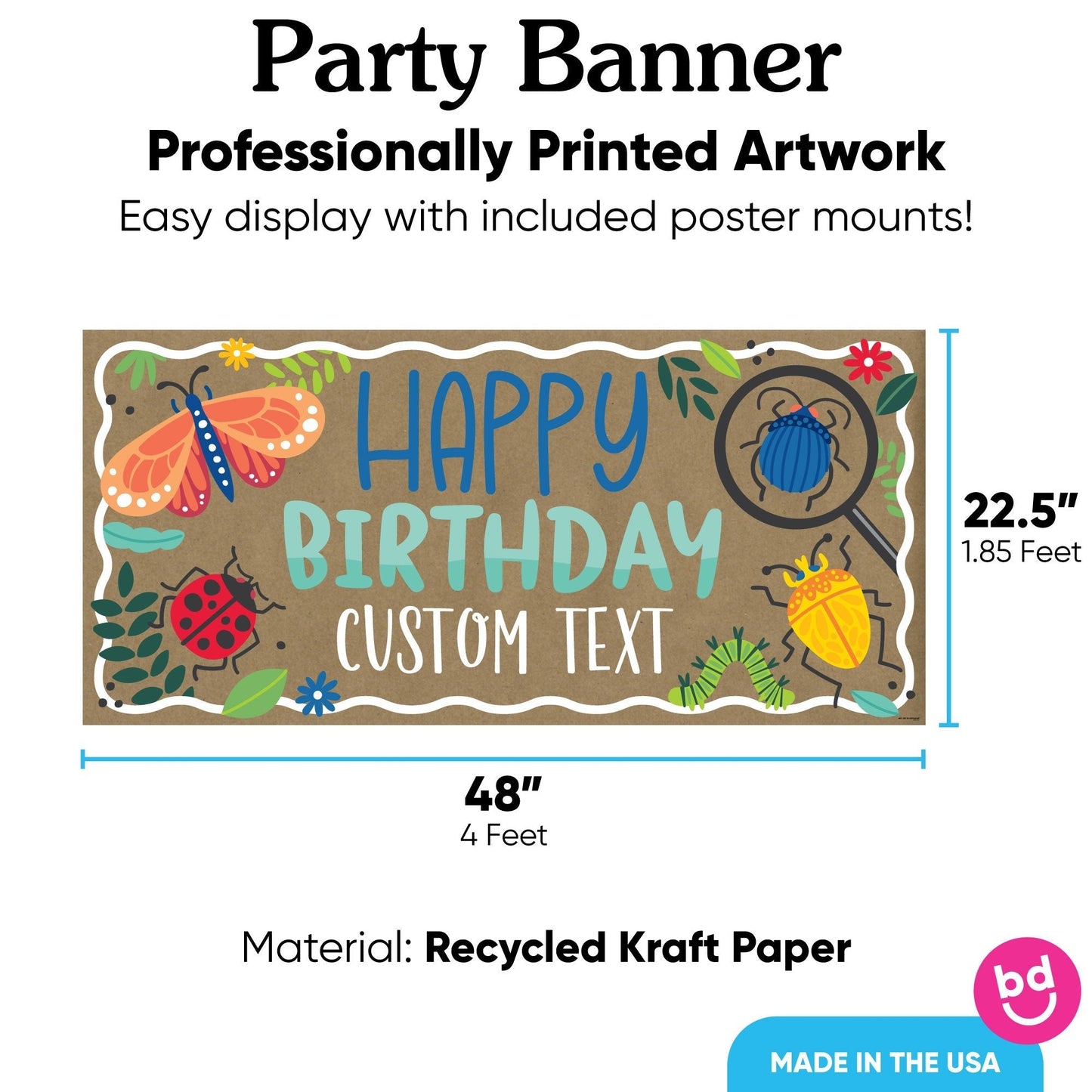 Custom Text Buggin' Out Birthday Kraft Banner