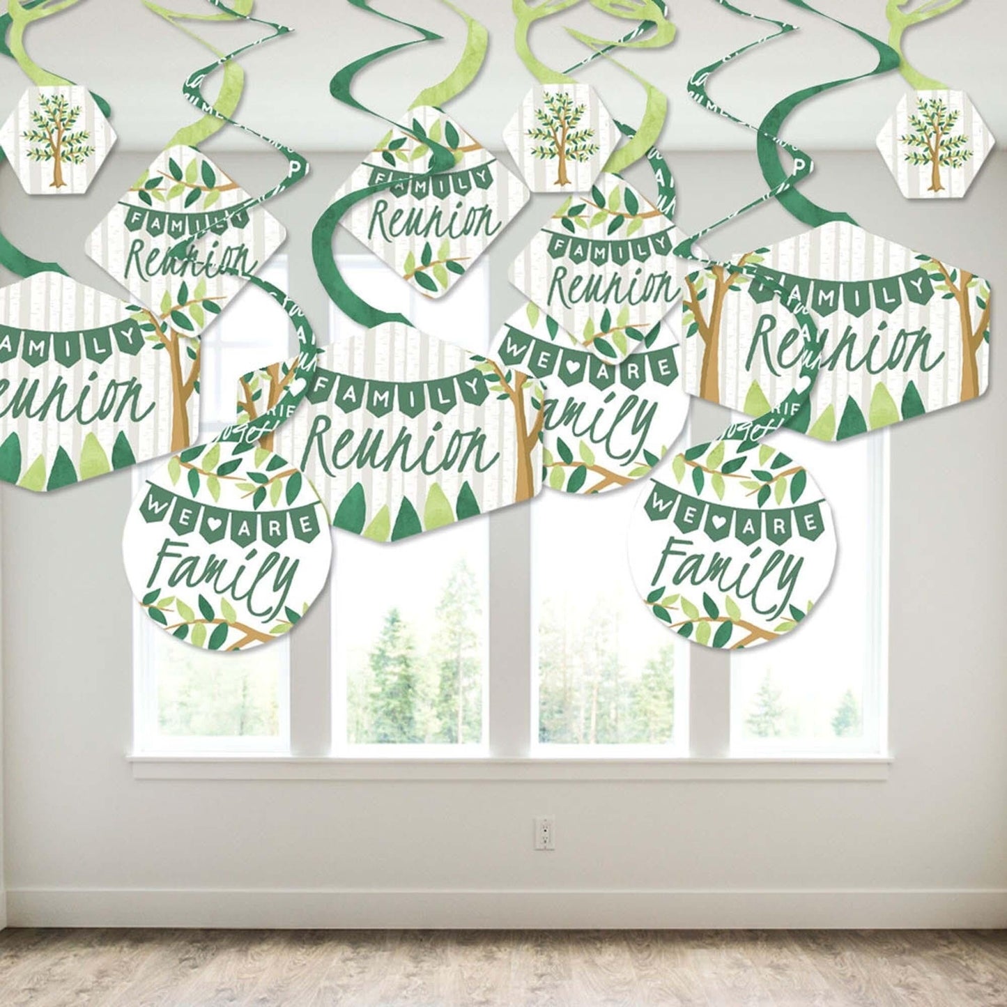 Family Tree Reunion - Family Gathering Party Hanging Decor - Party Decoration Swirls - Set of 40