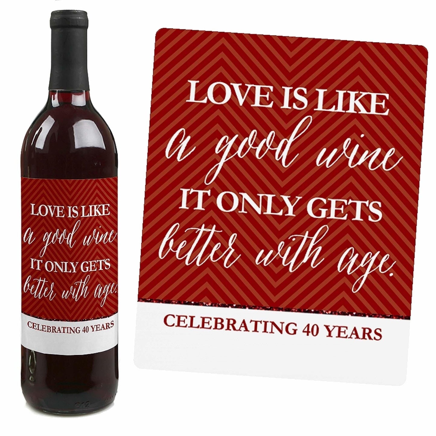 We Still Do - 40th Wedding Anniversary Decorations for Women and Men - Wine Bottle Label Stickers - Set of 4