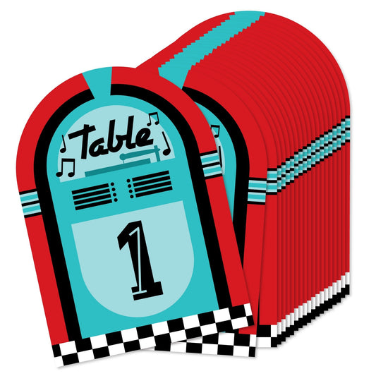 50's Sock Hop - 1950s Rock N Roll Party Double-Sided 5 x 7 inches Cards - Table Numbers - 1-20