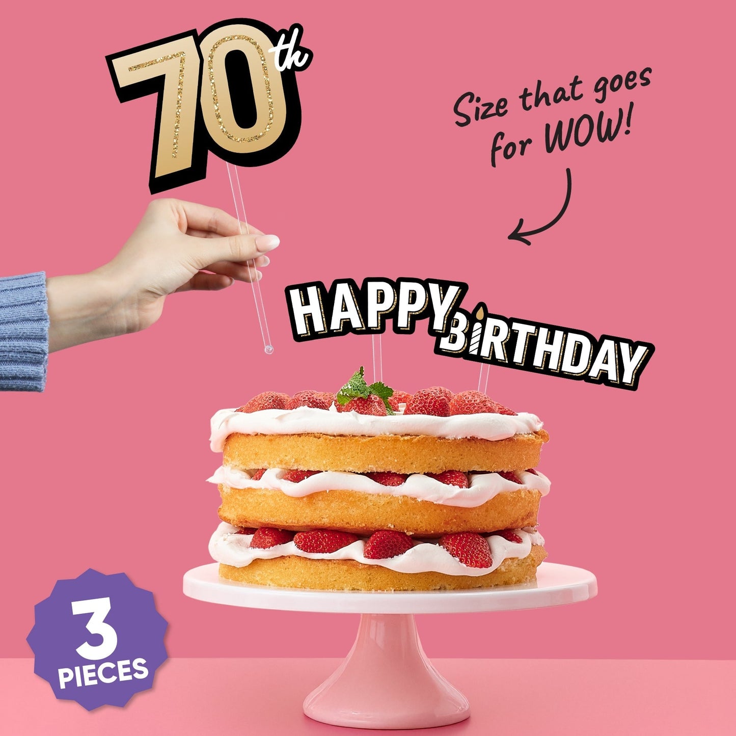 70th Birthday Cake Topper - 3 Pc