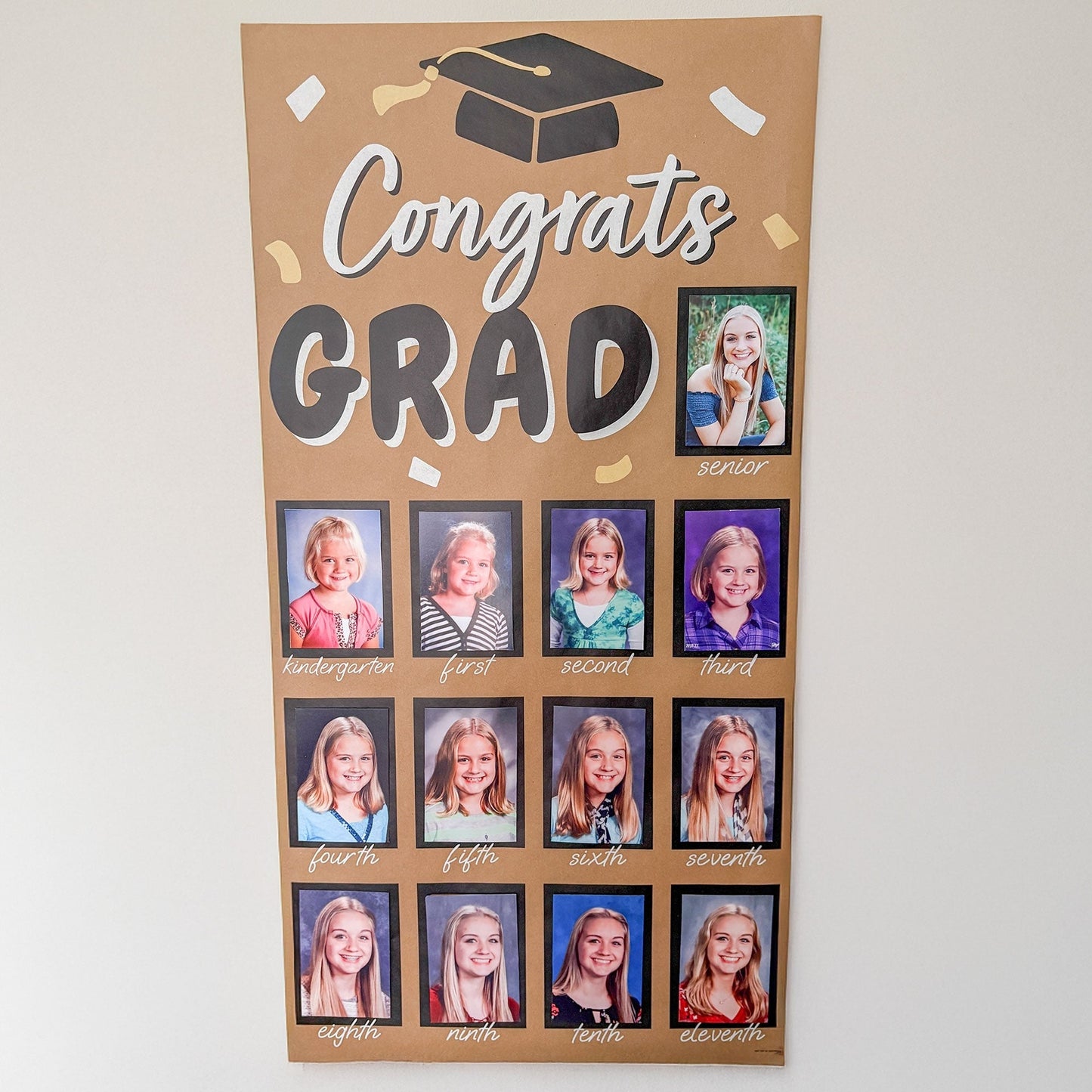 Black & Gold Grad Kraft Photo Banner