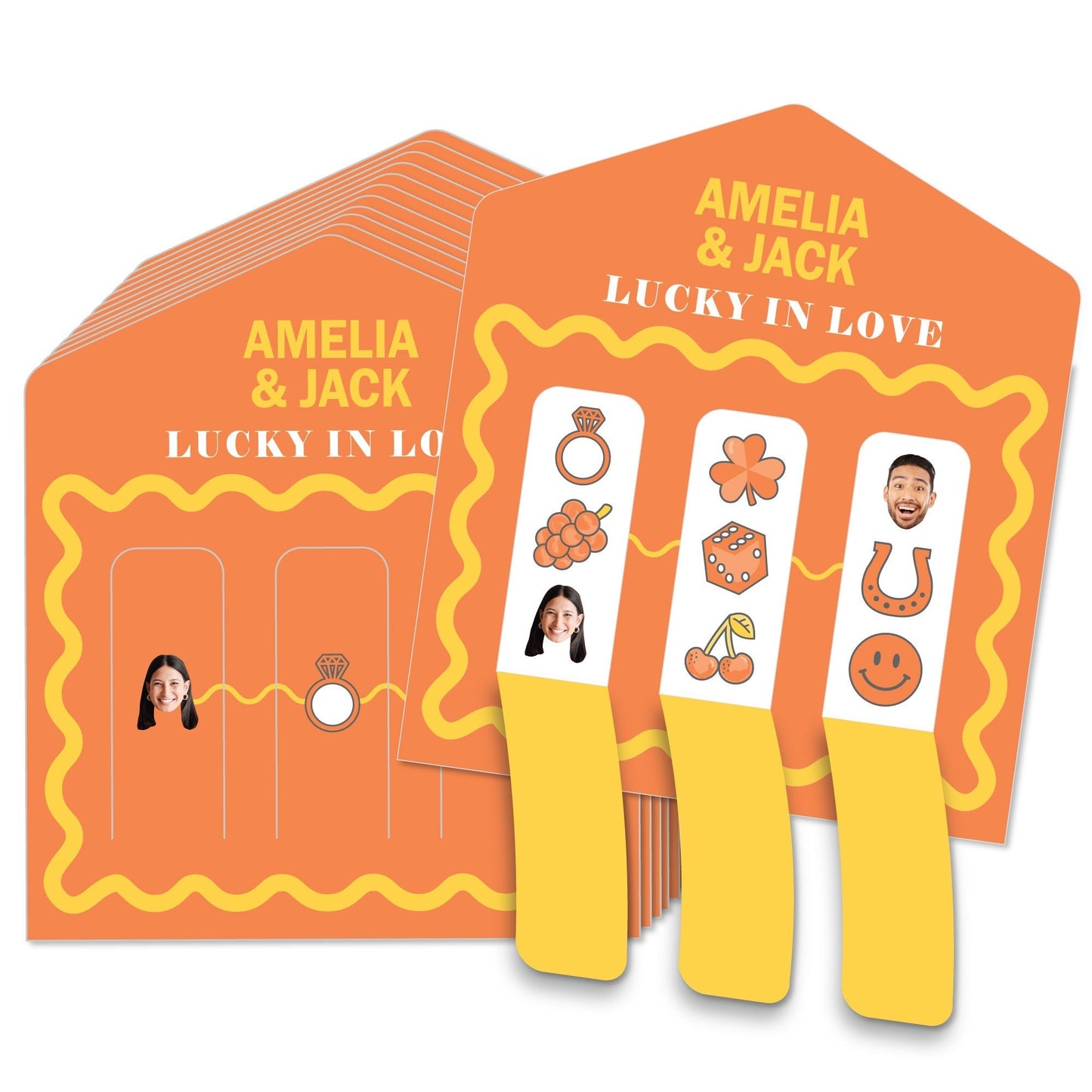 Custom Face 3-In-A-Row Pull Tabs Game - Wavy Bridal