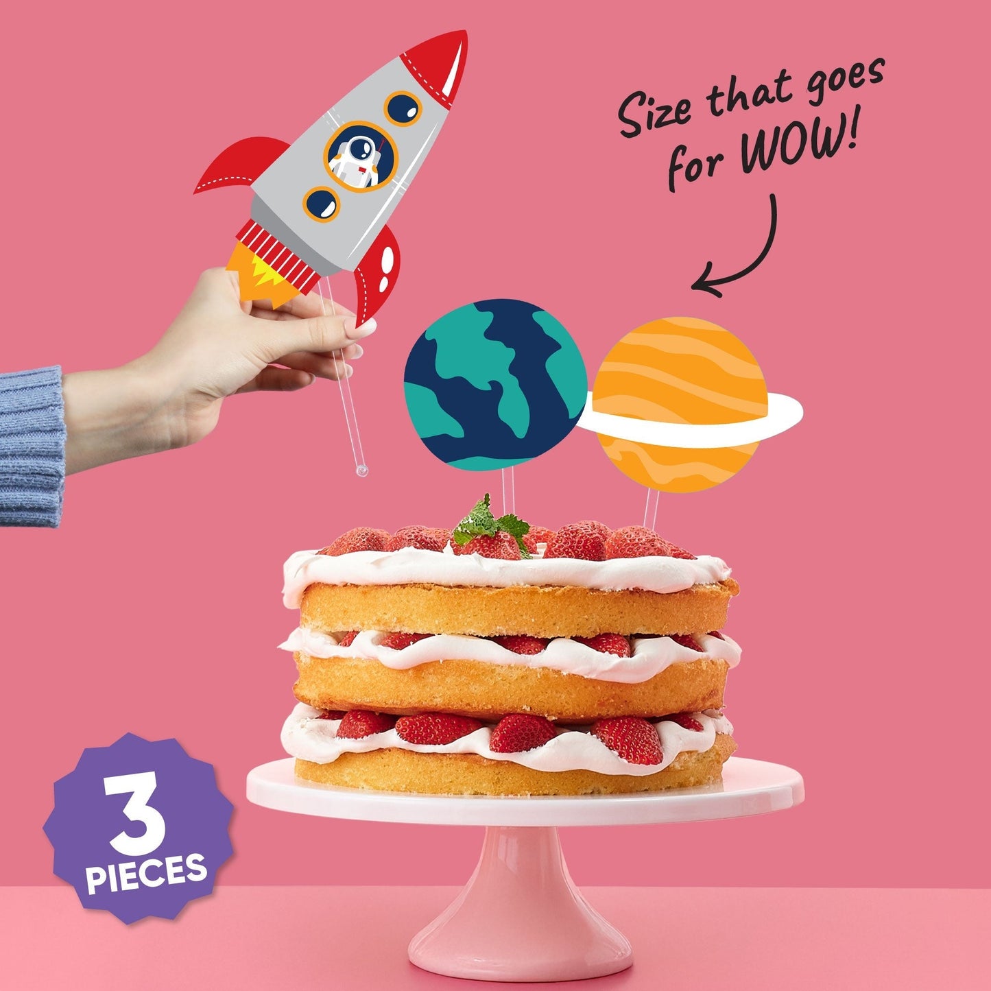 Blast Off to Outer Space Cake Topper - 3 Pc