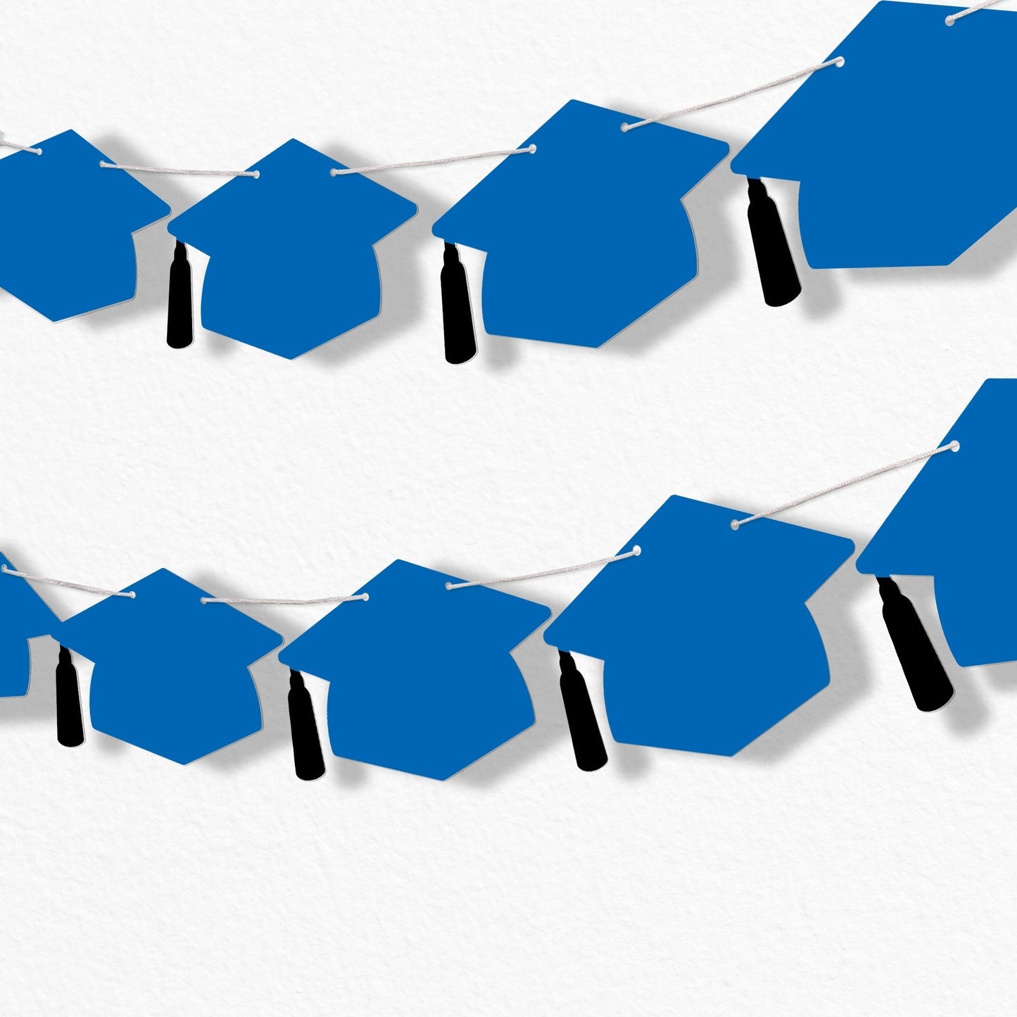 Blue Grad Cap Garland Banner - 15 Pc