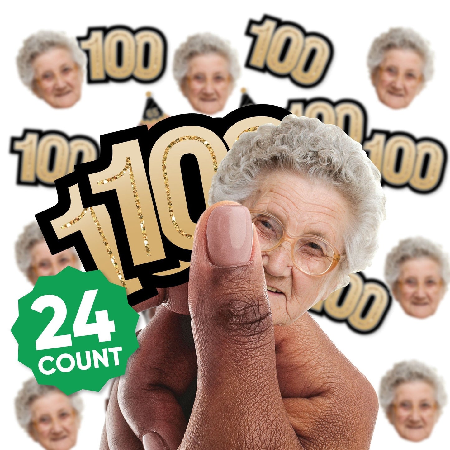 Custom Photo 100th Birthday Cut-Outs - 24 Ct
