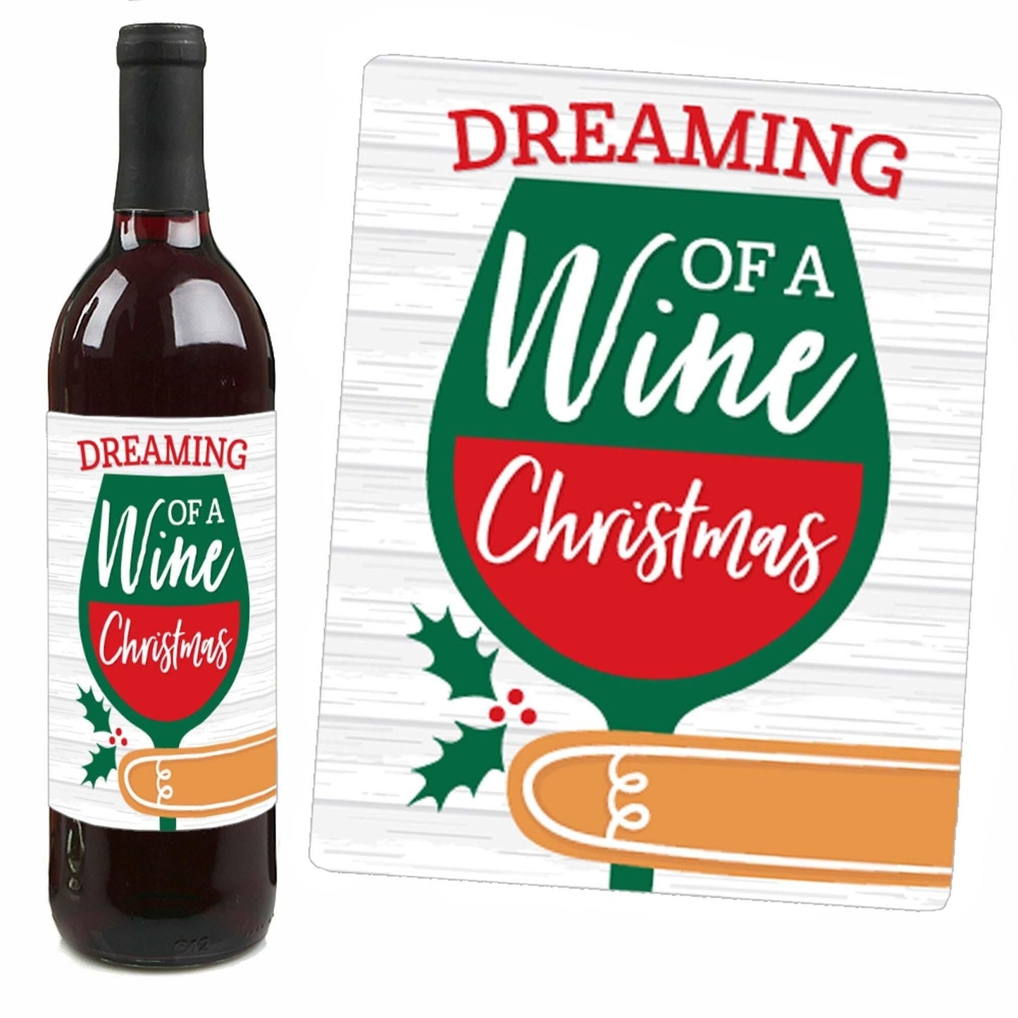 Gingerbread Christmas - Gingerbread Man Holiday Party Decorations for Women and Men - Wine Bottle Label Stickers - Set of 4