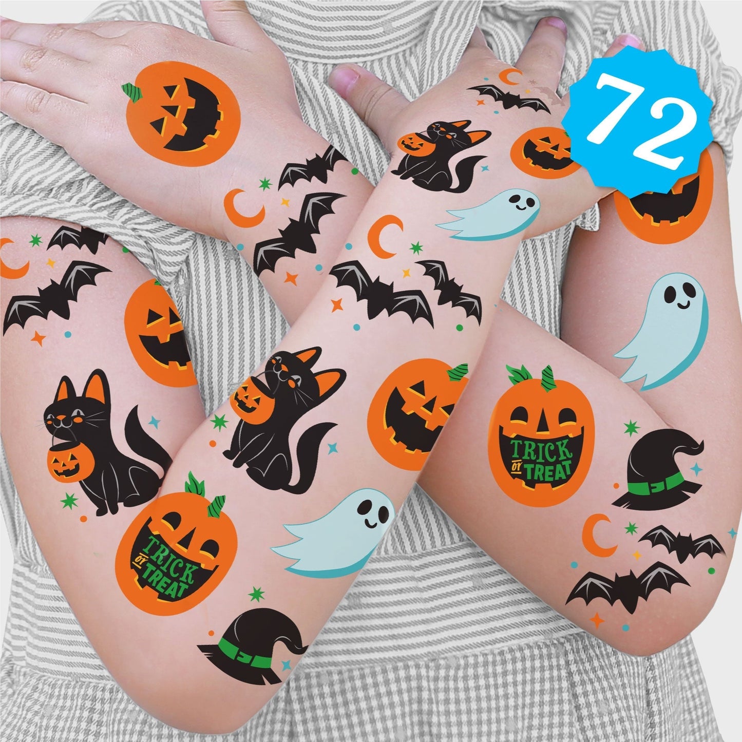 Jack-O'-Lantern Halloween Temporary Tattoos - 72 Ct