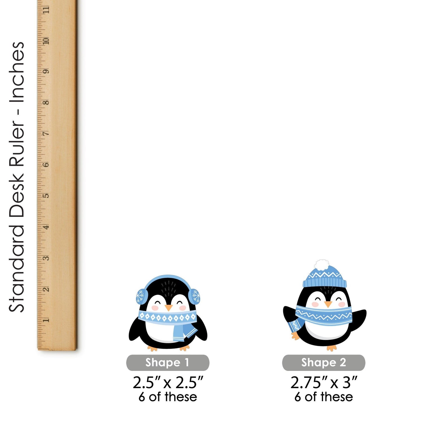 Winter Penguins - DIY Shaped Holiday and Christmas Party Cut-Outs - 24 Count