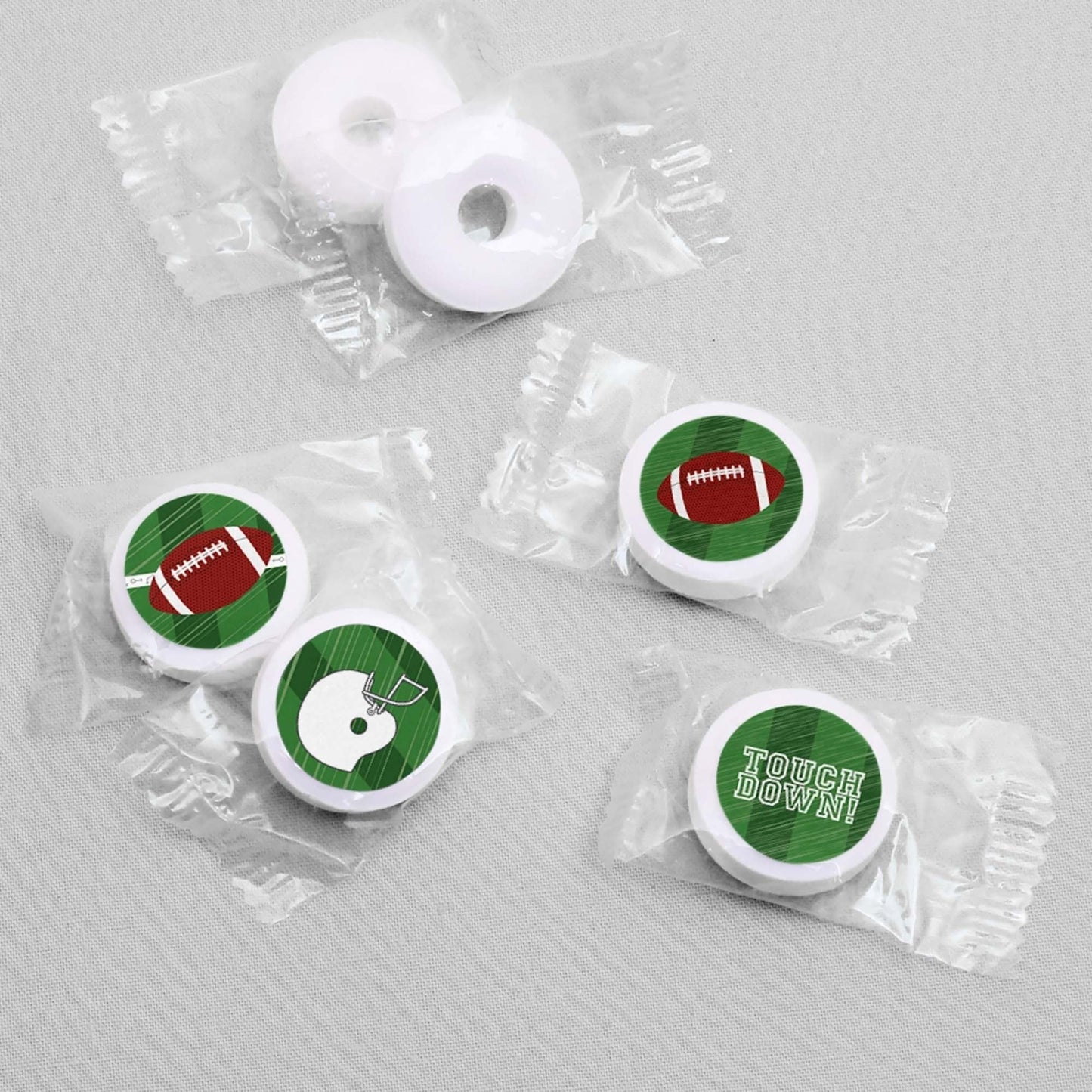 End Zone - Football - Round Candy Labels Party Favors - Fits Hershey's Kisses - 108 ct