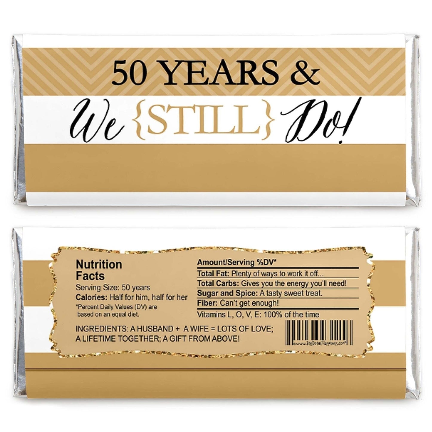 We Still Do - 50th Wedding Anniversary - Candy Bar Wrappers Wedding Anniversary Party Favors - Set of 24
