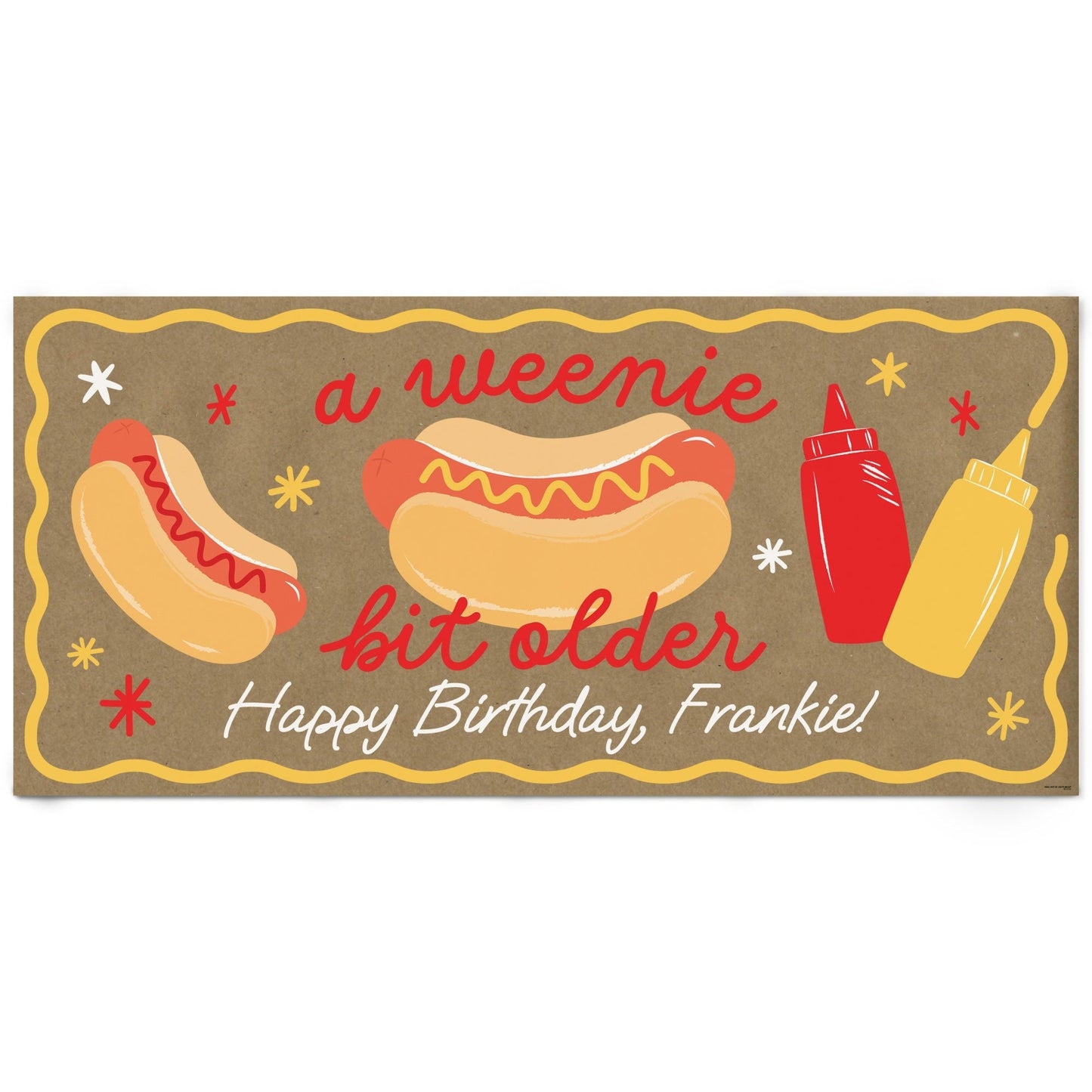 Custom Text Hot Dog Kraft Banner