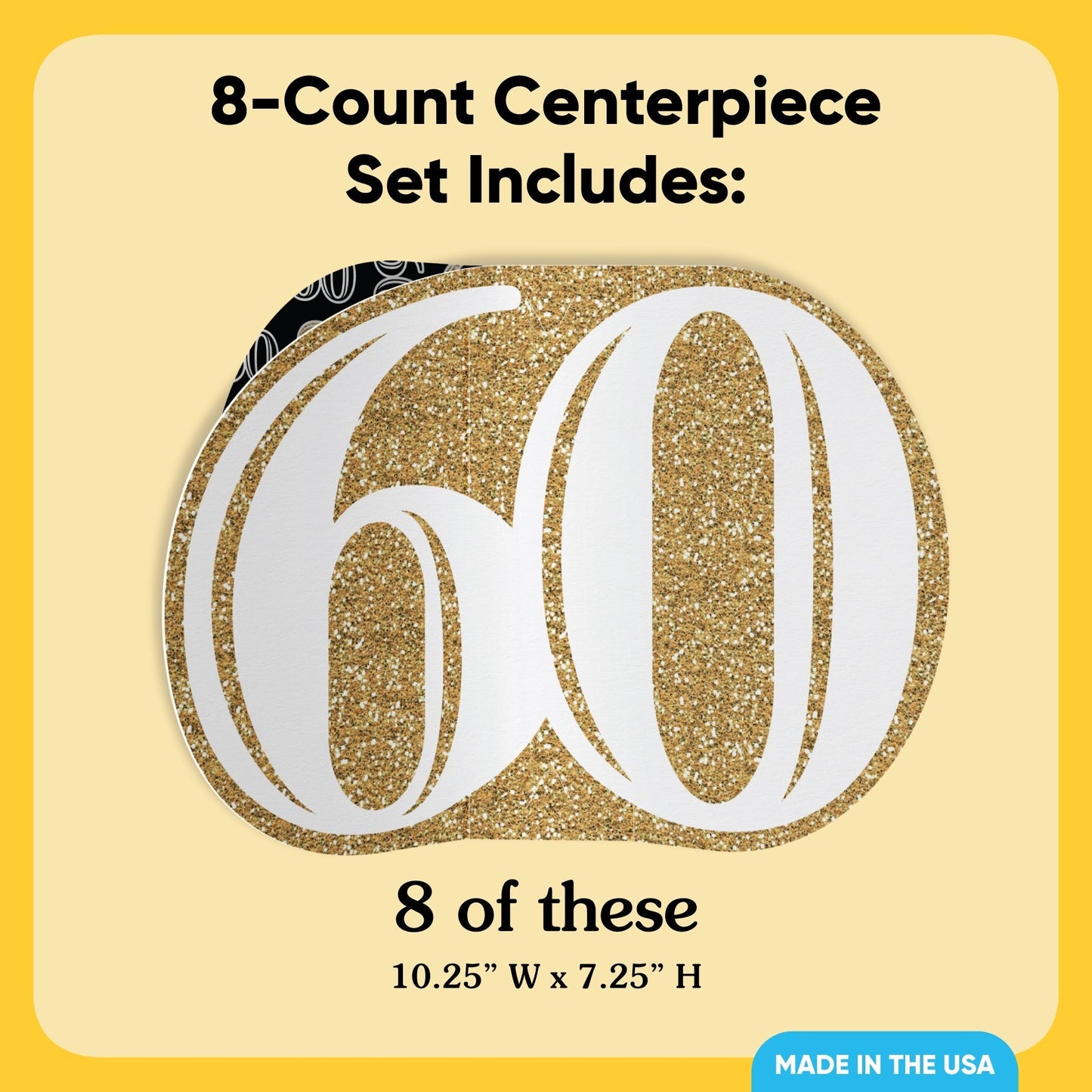 60th Birthday 3D Centerpieces - 8 Ct