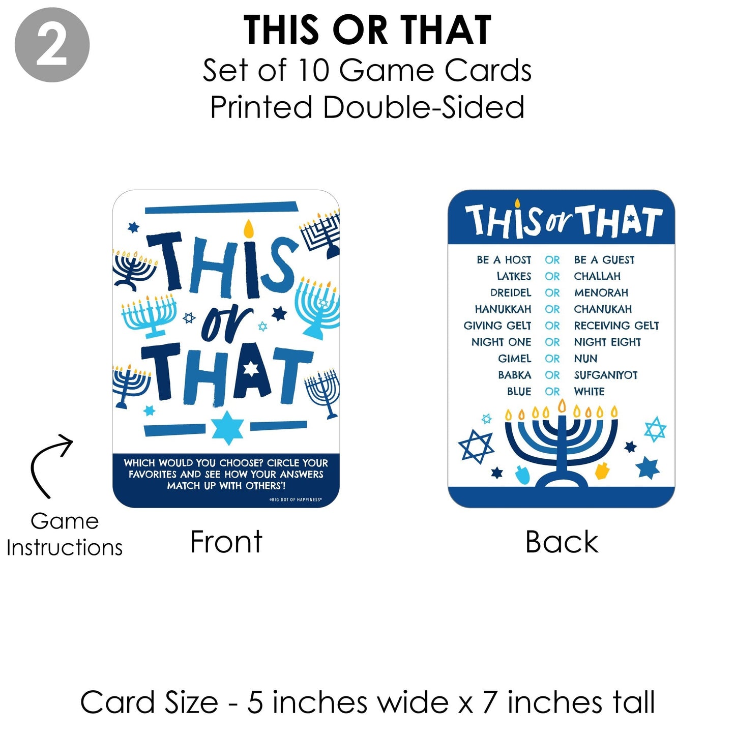 Hanukkah Menorah - 4 Chanukah Holiday Party Games - 10 Cards Each - Gamerific Bundle
