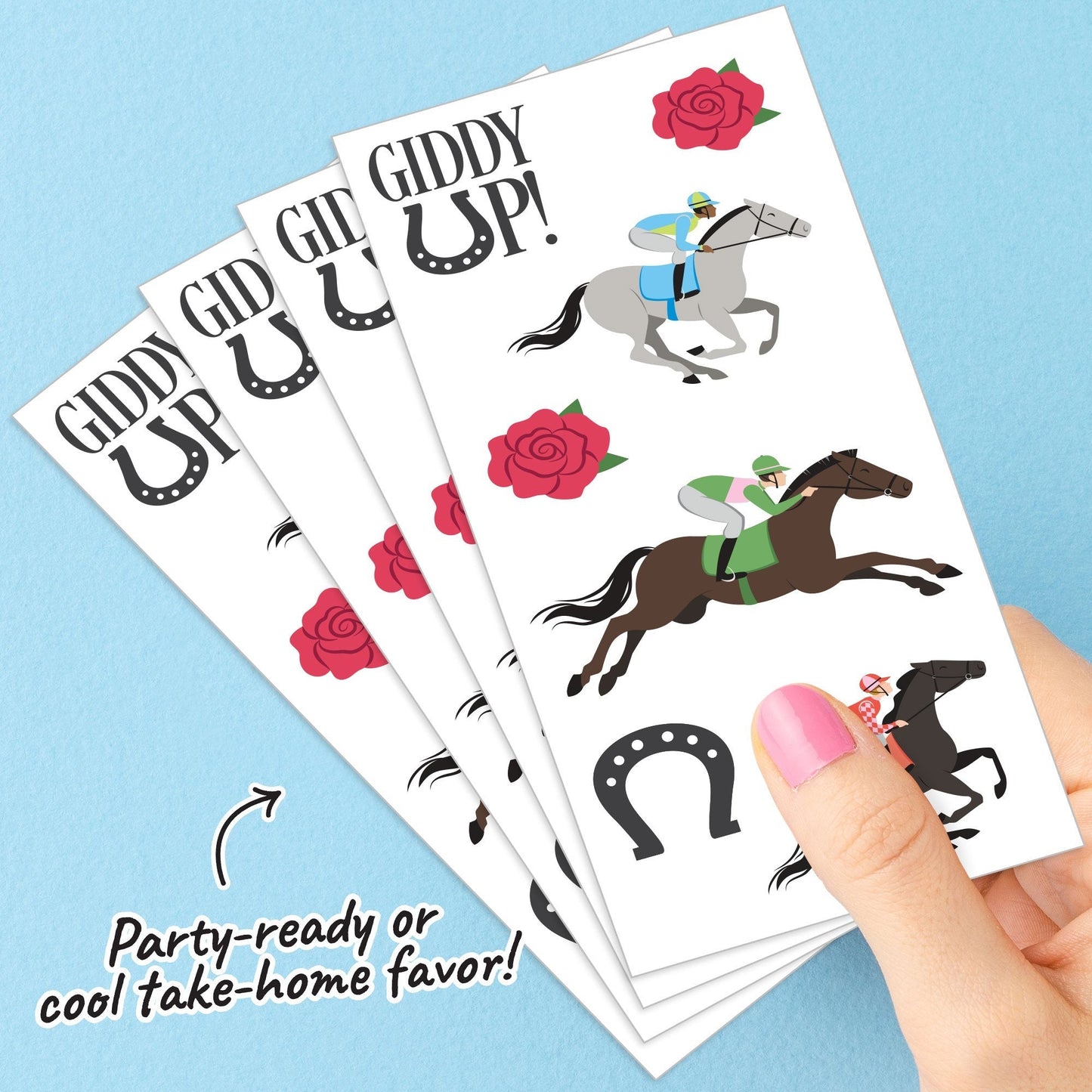 Derby Horse Race Temporary Tattoos - 84 Ct
