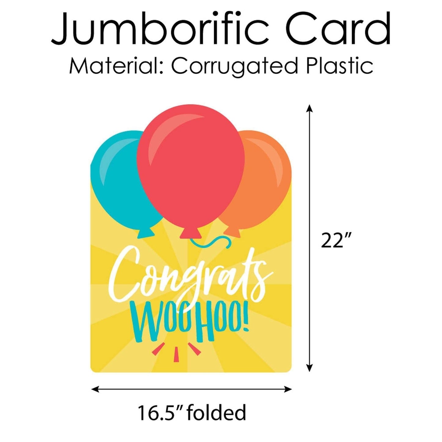 Congrats - Congratulations Giant Greeting Card - Big Shaped Jumborific Card - 16.5 x 22 inches